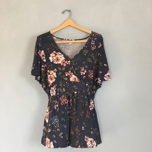 Maurices, navy blue floral blouse
